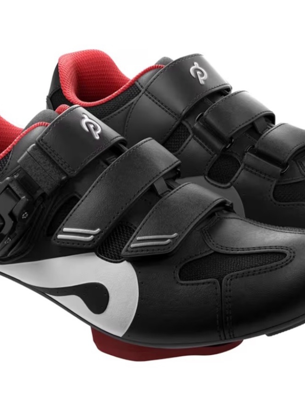 Peloton Cycling Shoes - Black and Red Road Shoes with Strap Closure